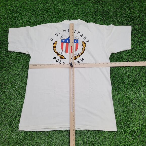 Vintage LEE US-Military Polo Team Shirt Large 21x28 White - Picture 6 of 15